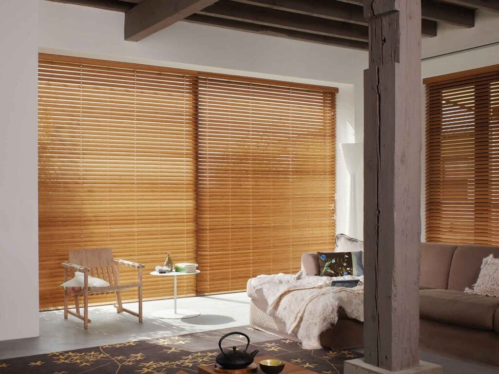 Luxury wooden blinds in Dubai interior – premium custom window blinds for modern homes and villas in UAE